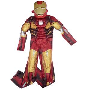 Avengers Iron Man Kids M 7-8 Deluxe Costume Red Padded One Piece w Mask